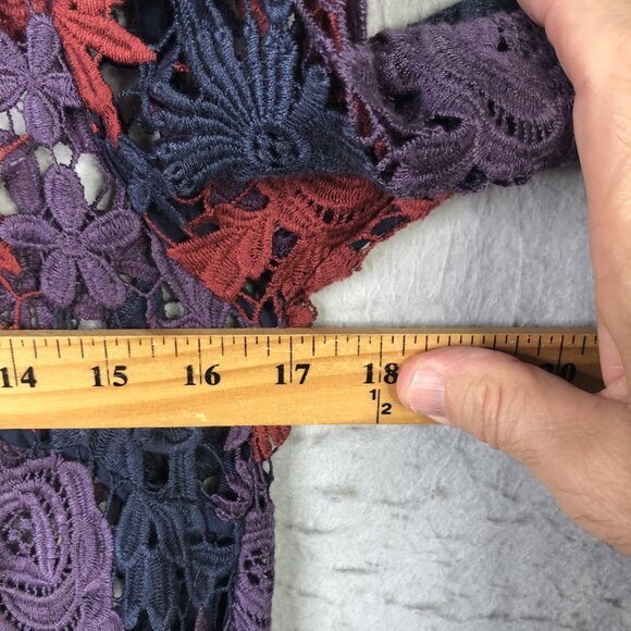 Moulinette Soeurs Dress Womens 6 Navy Floral Lace Long Sleeve Anthropologie - Picture 5 of 16